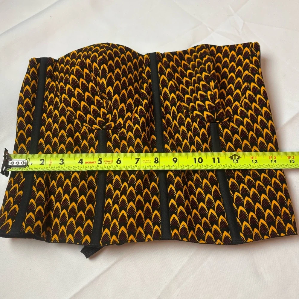 Riffa Riffa African Wax Print Corset Lace Back Red Gold Black Sz Small - Picture 6 of 7